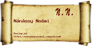 Nánássy Noémi névjegykártya